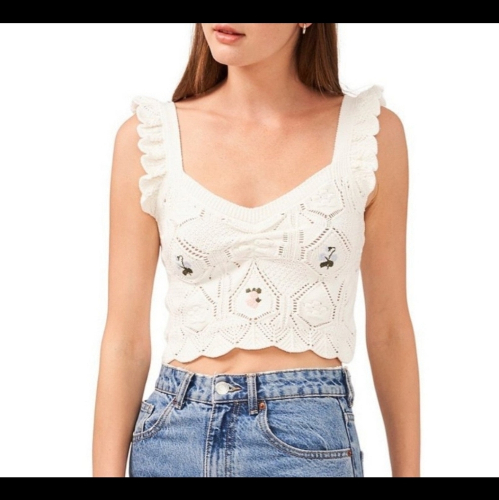 Floral Pastel Crochet Crop Top